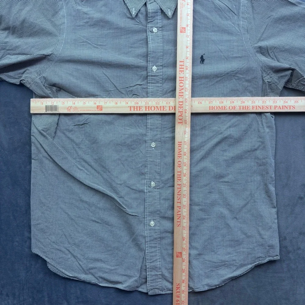 Polo Ralph Lauren Mens XL Gingham Button Down Shirt Navy Blue White Cotton